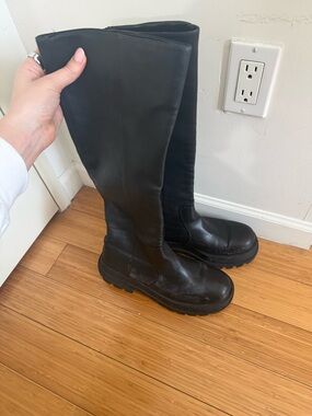 Zara bulky black leather boots